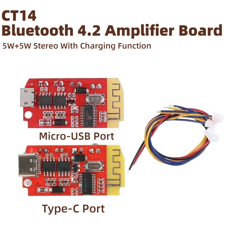 Diy Audio Electronics Kit - CT14 Mini Bluetooth 4.2 stereo-versterkerprint, F-klasse,
